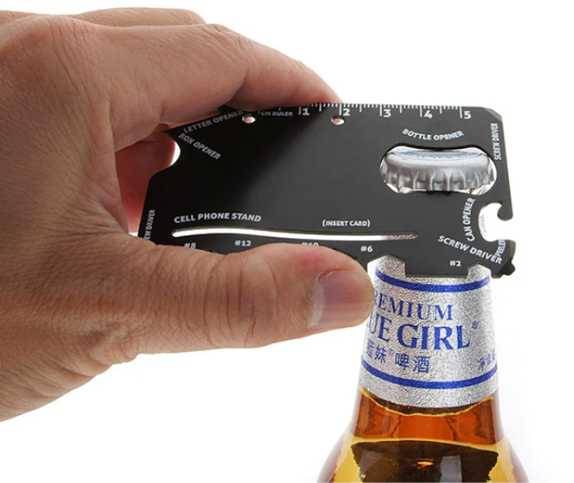 THE WALLET NINJA 18-IN-1 CREDIT CARD SIZE MULTI-TOOL. A handy and functional product for party.