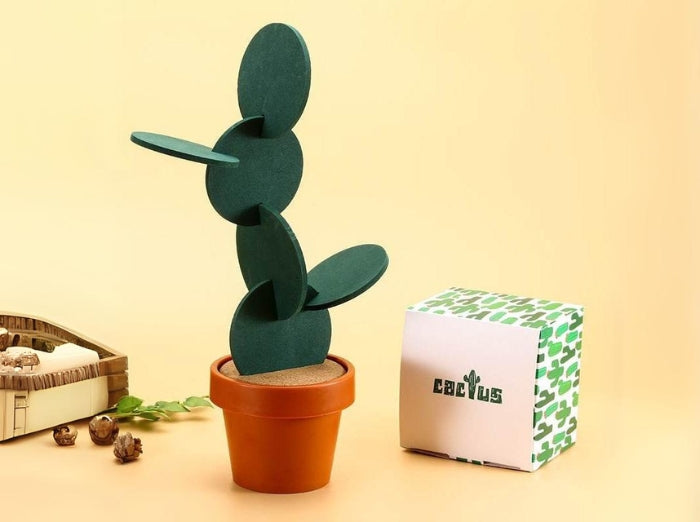CACTUS COASTER WITH FLOWER POT HOLDER