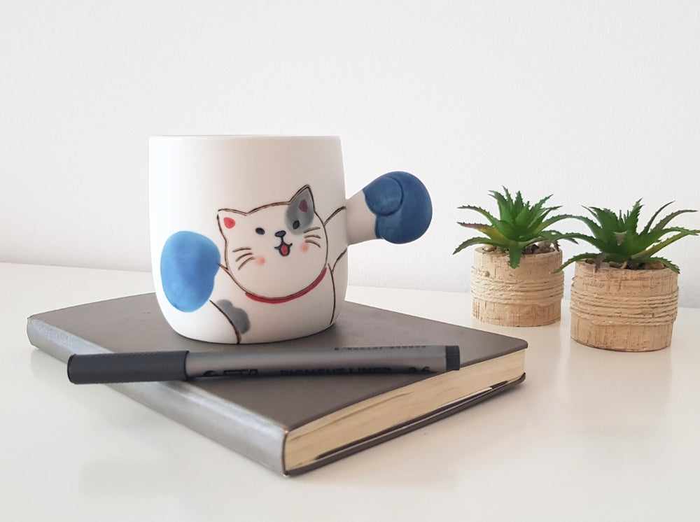 BOXING CAT CUP. A funny gift for coworker.