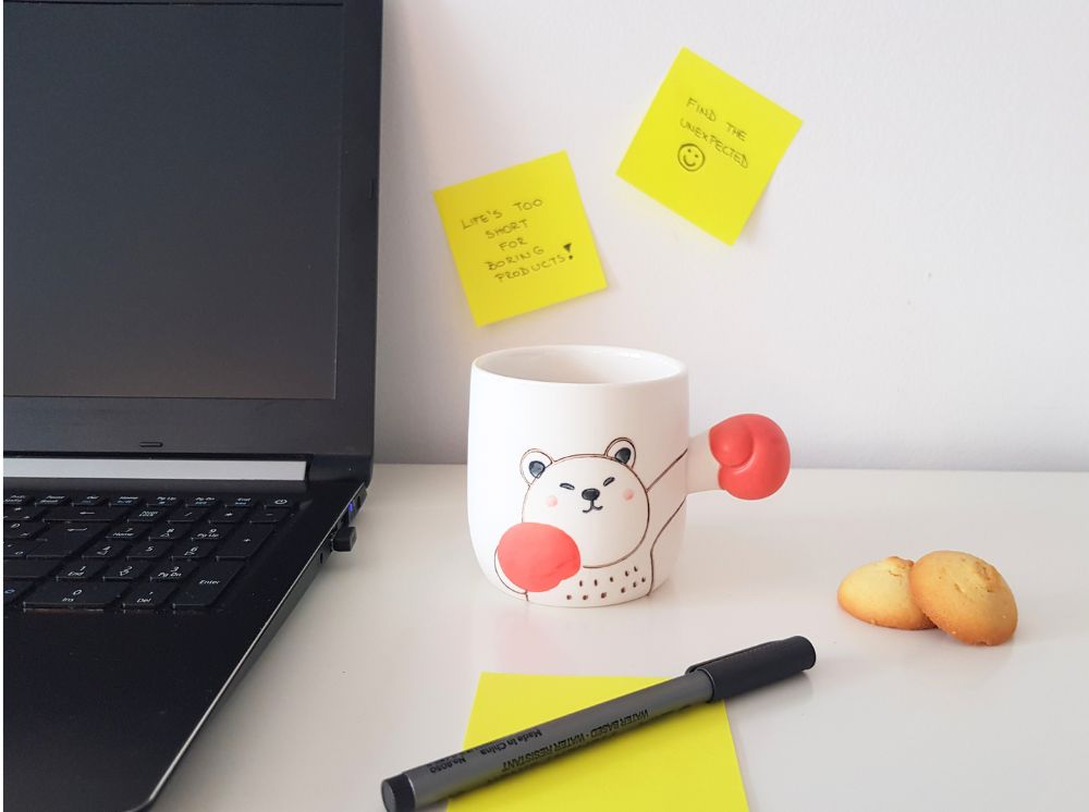 BOXING BEAR CUP. A funny gift for coworker.