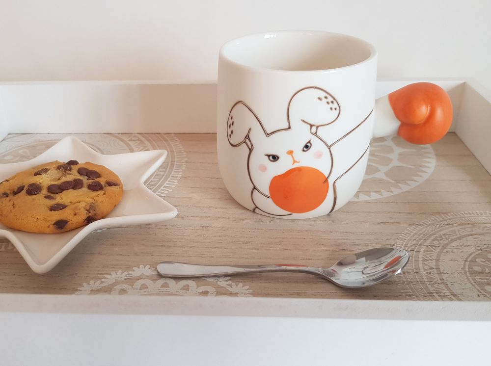 BOXING RABBIT CUP. A funny gift for her.