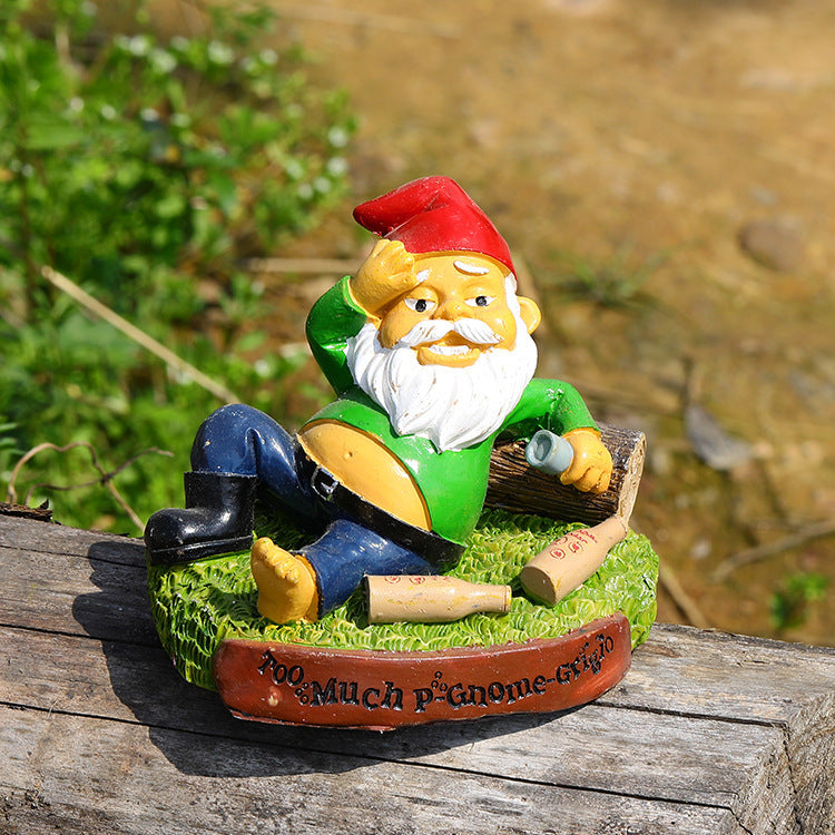 HUNGOVER GARDEN GNOME. Fun and funny garden decoration for a friend, girlfriend or a boyfriend.
