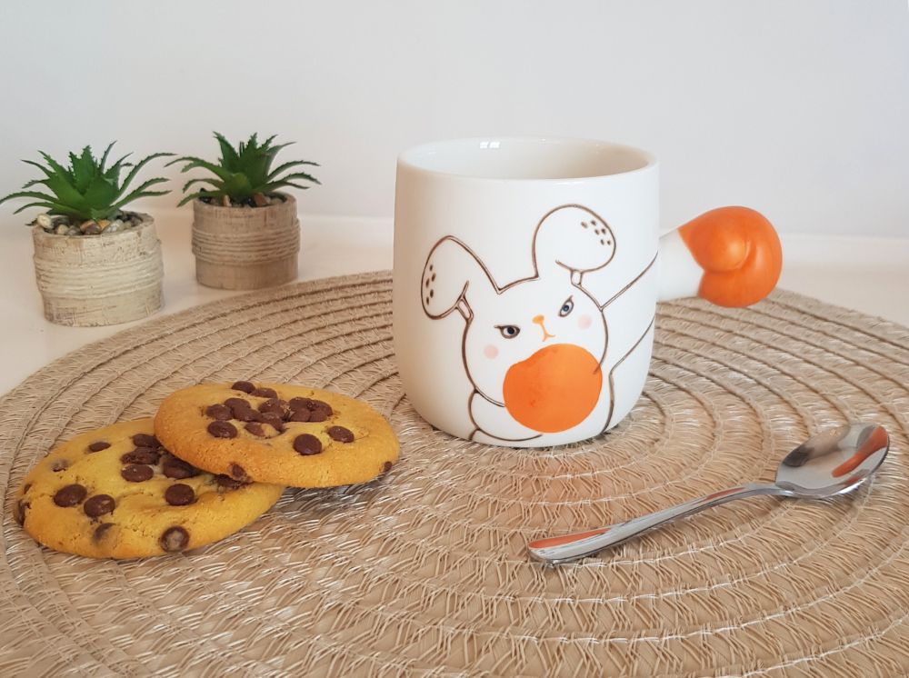 BOXING RABBIT MUG. A funny gift for coffe lovers.