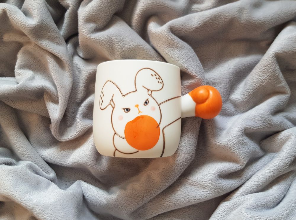 BOXING RABBIT MUG. A funny gift for men.