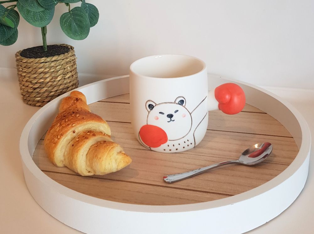 BOXING BEAR CUP. A funny gift for women.