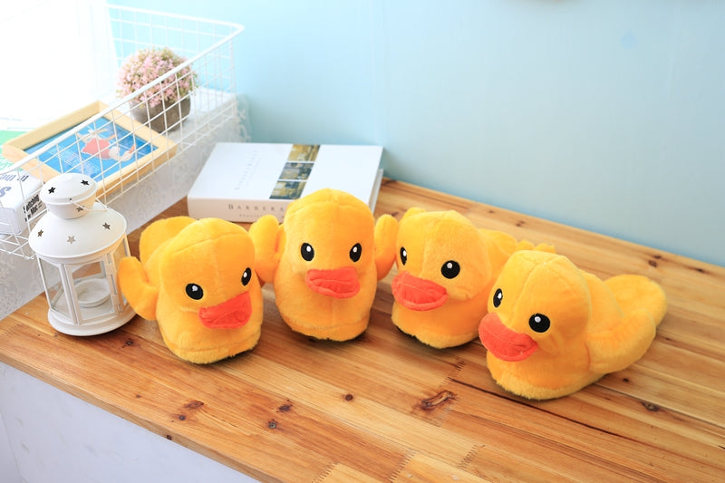 Plush duck slippers for your home use.