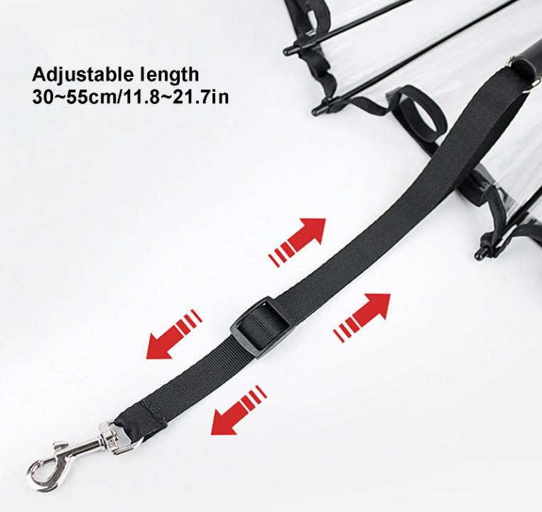 ADJUSTABLE TRANSPARENT UMBRELLA WITH LEASH FOR SMALL PUPPIES