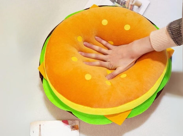 Soft and cozy burger pillow for your home