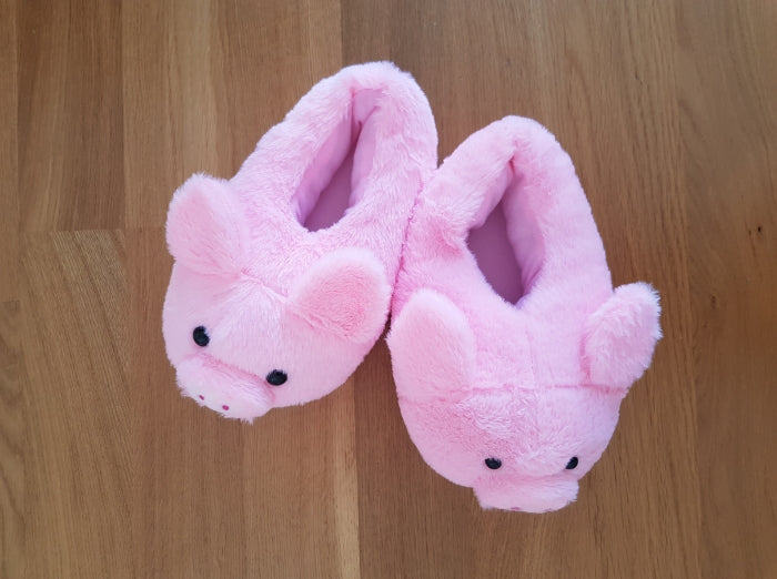 Pig slippers for soft hug - looks from above