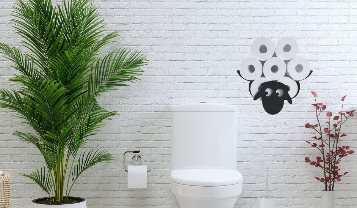 WALL MOUNTED SHEEP TOILET ROLL HOLDER. A funny gift for home displayed in the bathroom.