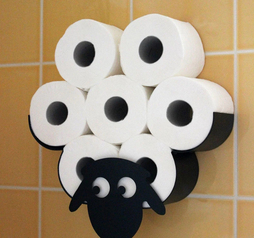 WALL-MOUNTED SHEEP TOILET ROLL HOLDER